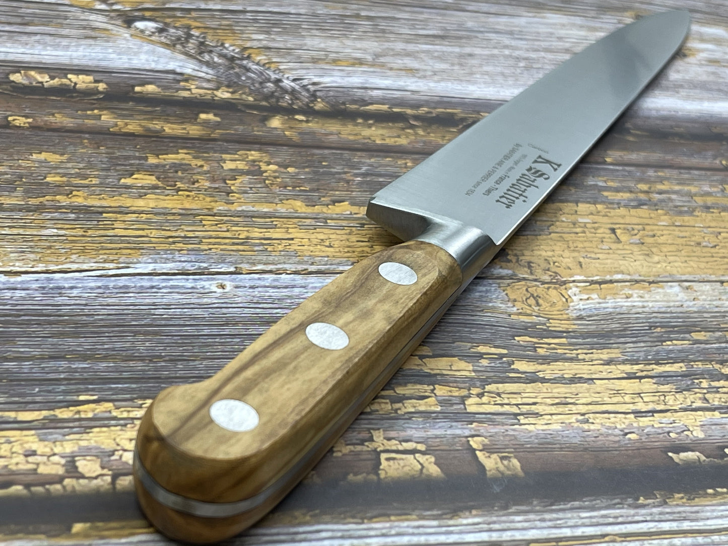 K Sabatier Slicing Knife 250mm - HIGH CARBON STEEL - OLIVE WOOD HANDLE