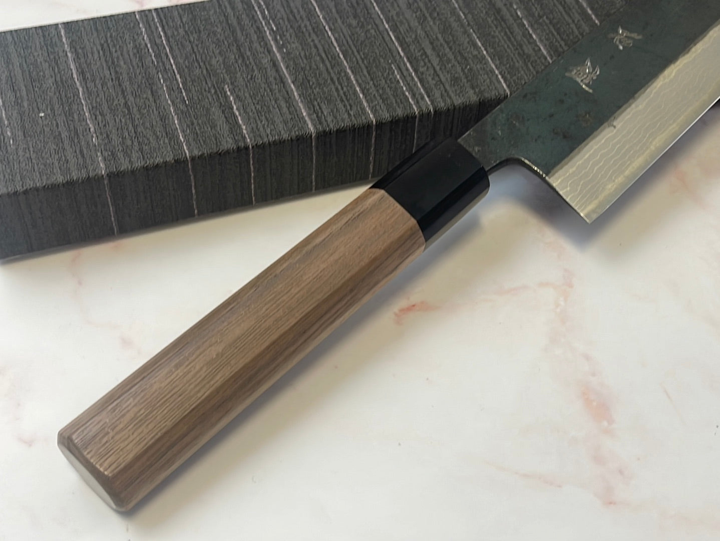 Yoshimune Gyuto Kurouchi 240 mm (9.4 in) Aogami (Blue) #2 Damascus (17 layers) Double-Bevel