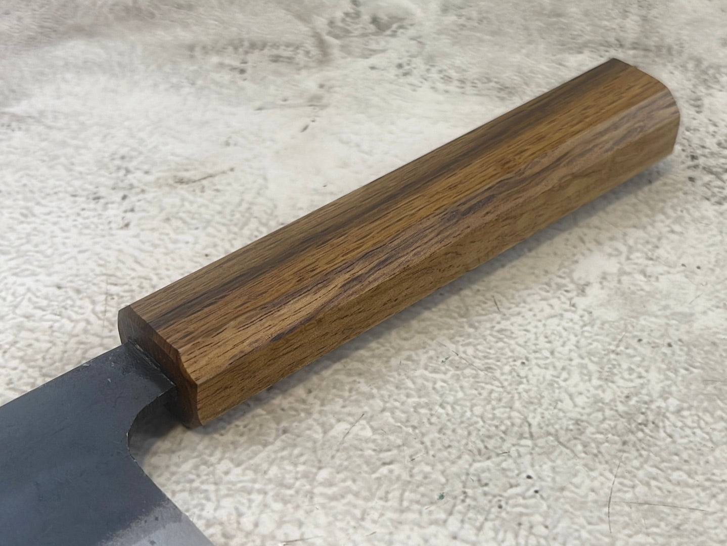 Tsukasa Shiro Kuro 180mm Santoku - Shirogami Steel - Oak Octagnon Handle