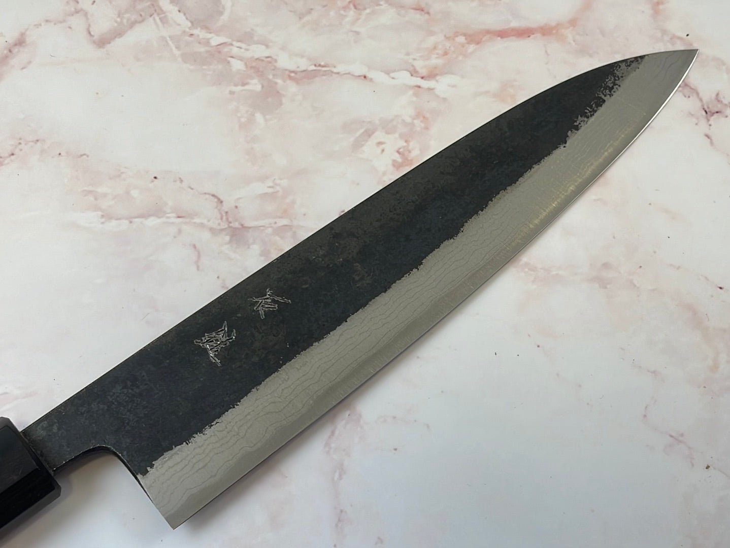 Yoshimune Gyuto Kurouchi 210 mm (8.3 in) Aogami (Blue) #2 Damascus (17 layers) Double-Bevel
