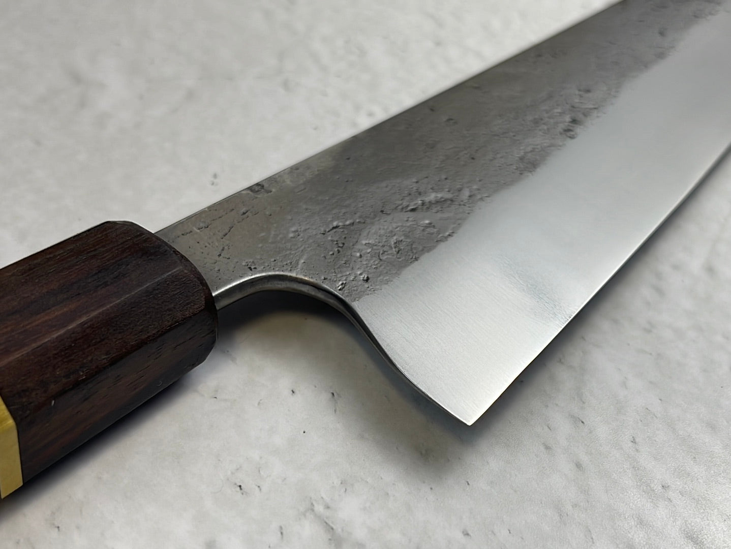 Gyuto 230mm Western Hybrid Nashiji  Full Rosewood with Brass Spacer