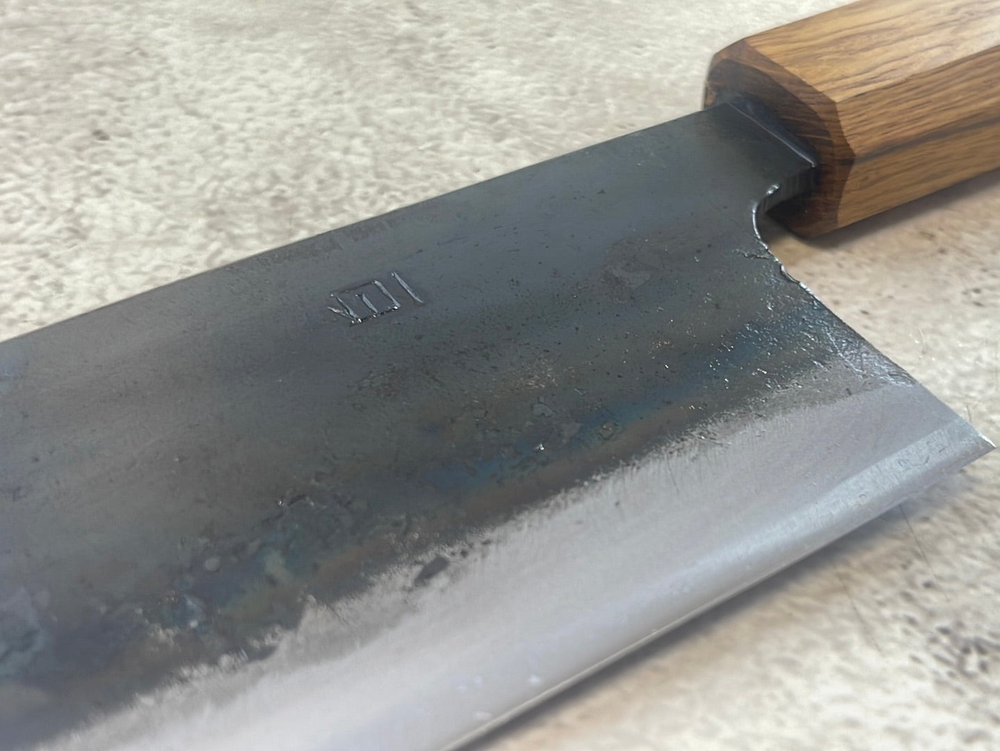 Tsukasa Shiro Kuro 180mm Nakiri - Shirogami Steel - Oak Octagnon Handle