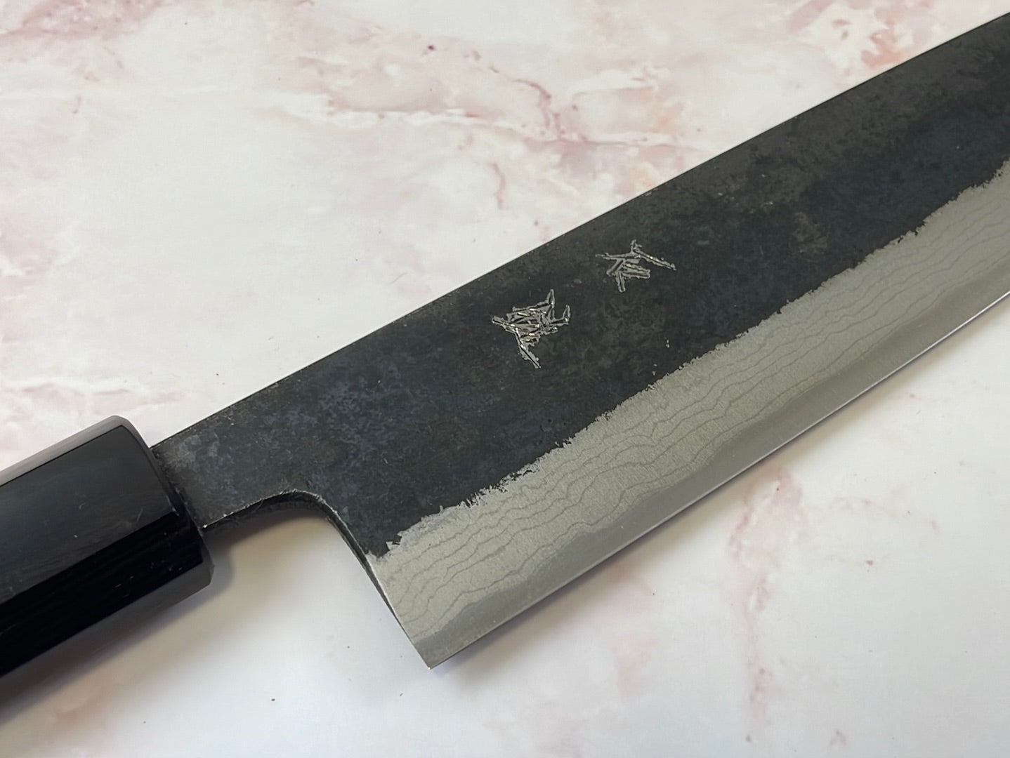 Yoshimune Gyuto Kurouchi 210 mm (8.3 in) Aogami (Blue) #2 Damascus (17 layers) Double-Bevel