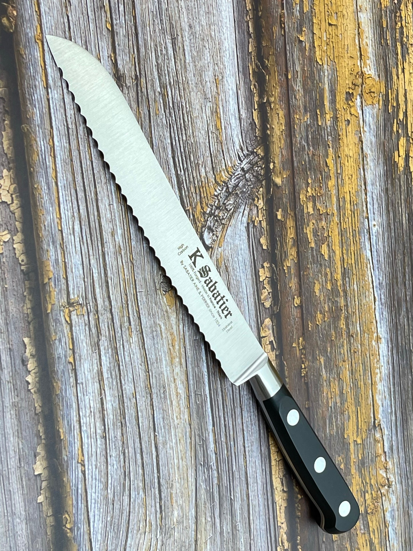 K Sabatier Authentic Bread Knife 20cm - HIGH CARBON STEEL Made In France