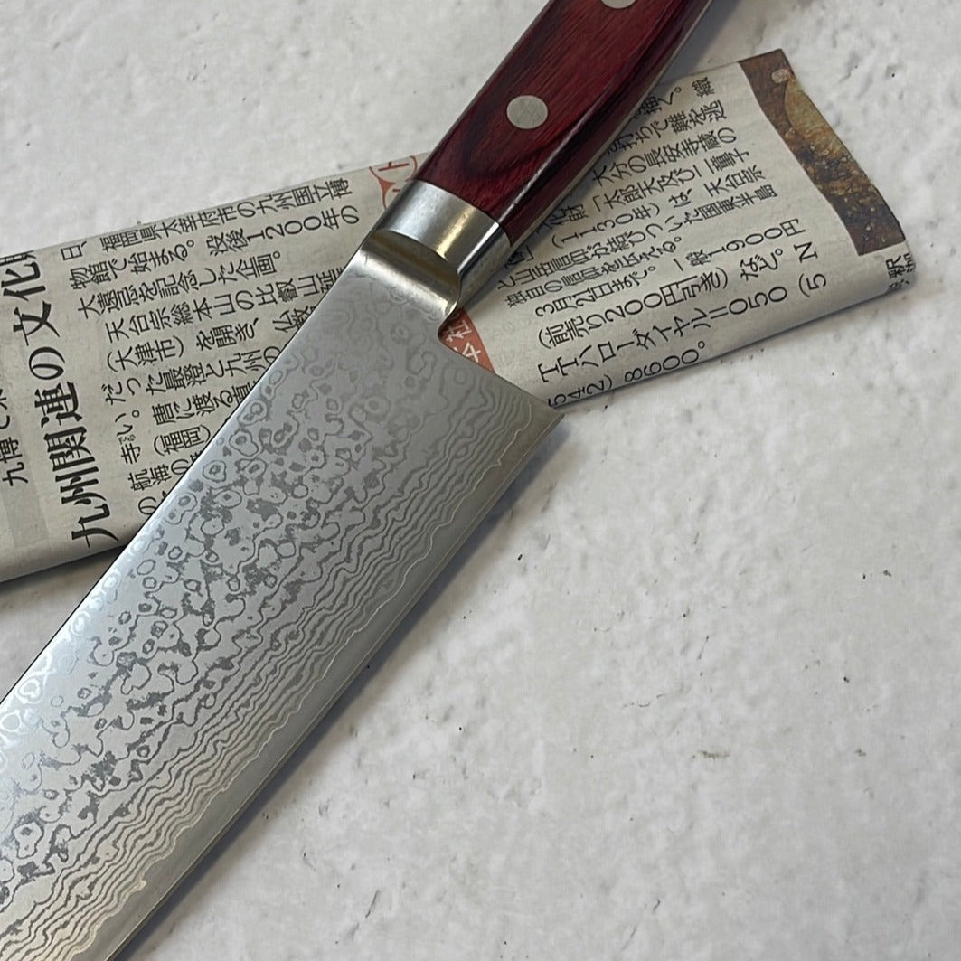 Tsunehisa VG10 33layers Damascus Steel Santoku 180mm Red Pakka Wood Handle - Made in Japan 🇯🇵