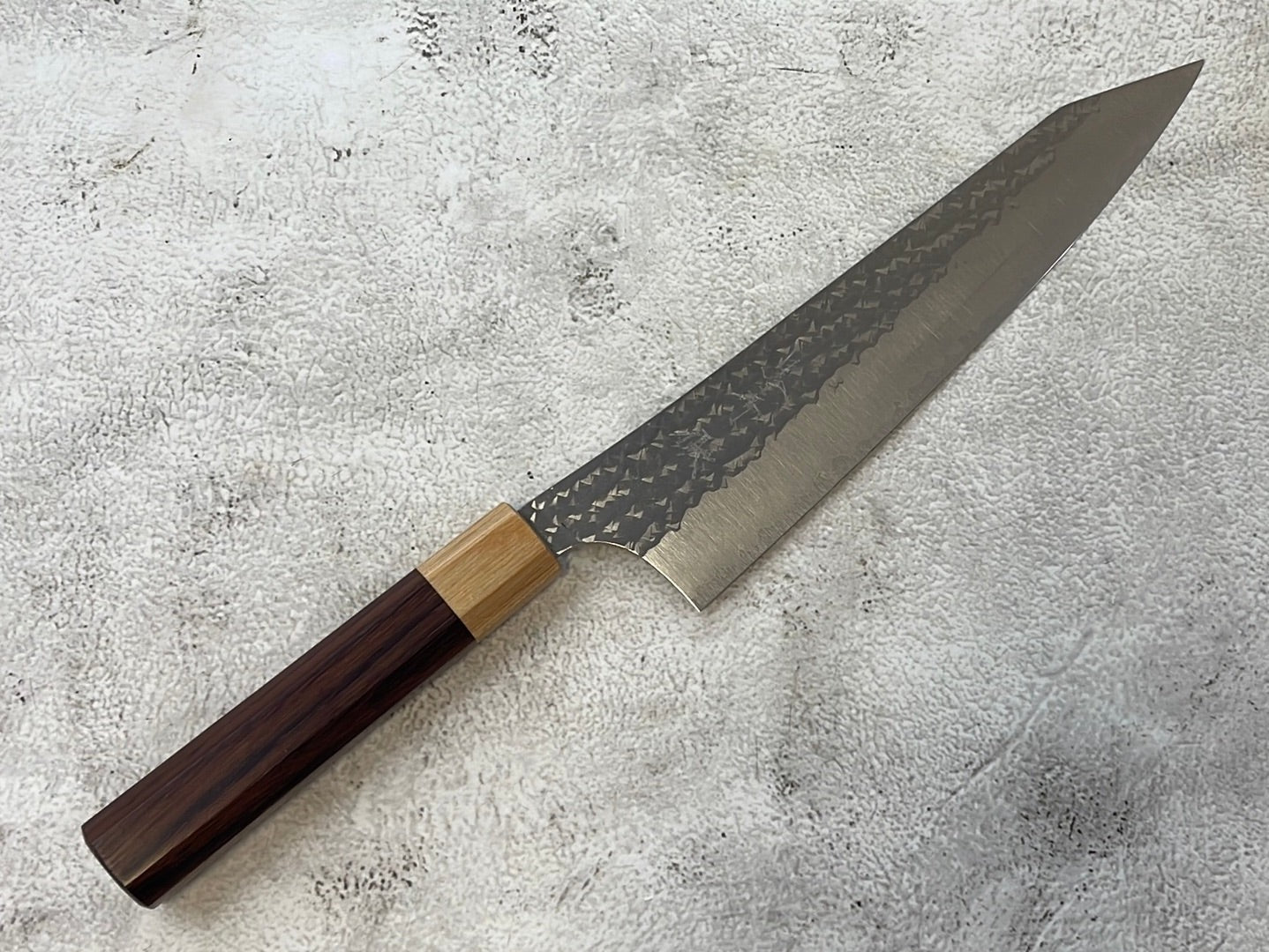 Yu Kurosaki R2(SG2) Hammered SENKO-EI WA RS8H Japanese Gyuto 210mm with Brown-Ring Octagonal Handle