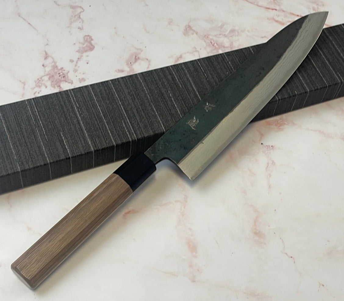 Yoshimune Gyuto Kurouchi 240 mm (9.4 in) Aogami (Blue) #2 Damascus (17 layers) Double-Bevel