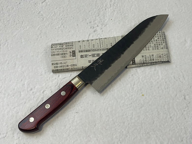 Tsunehisa Aogami Super Kuro Tsutime Santoku Knife 180mm - Made in Japan 🇯🇵 Red Pakka Wood Handle