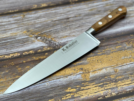 K Sabatier Chef Knife 230mm - CARBON STEEL - OLIVE WOOD HANDLE