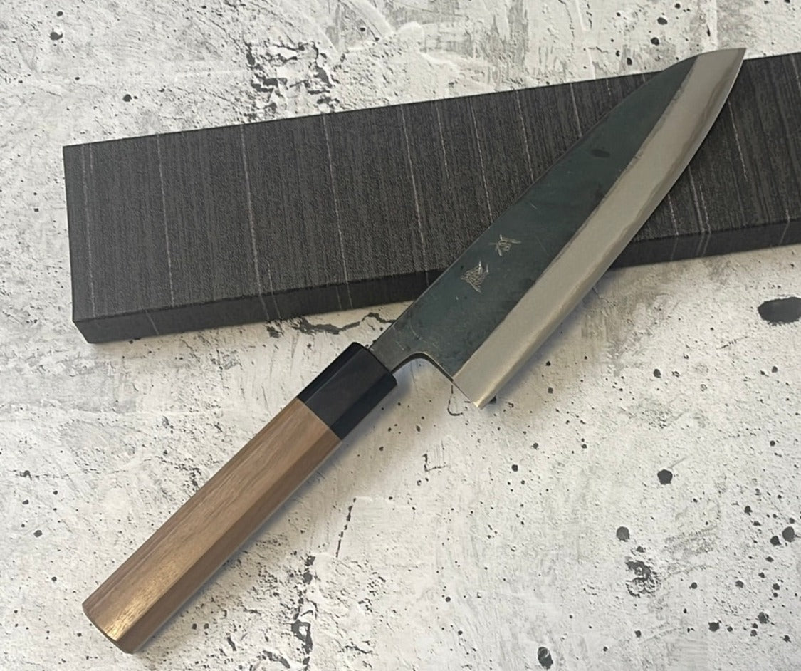 Yoshimune Santoku Kurouchi 180 mm (7.1 in) Aogami (Blue) #2 Double-Bevel