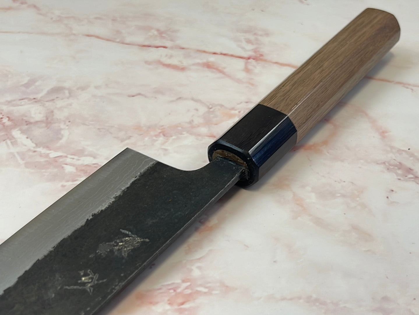 Yoshimune Kiritsuke Kurouchi 210 mm (8.2 in) Aogami (Blue) #2 Damascus (17 layers) Double-Bevel