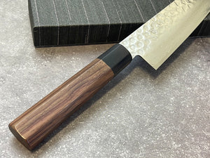 Yoshimune Santoku Damascus Hammered Finish Knife 180mm (7in) Stainless clad AUS10