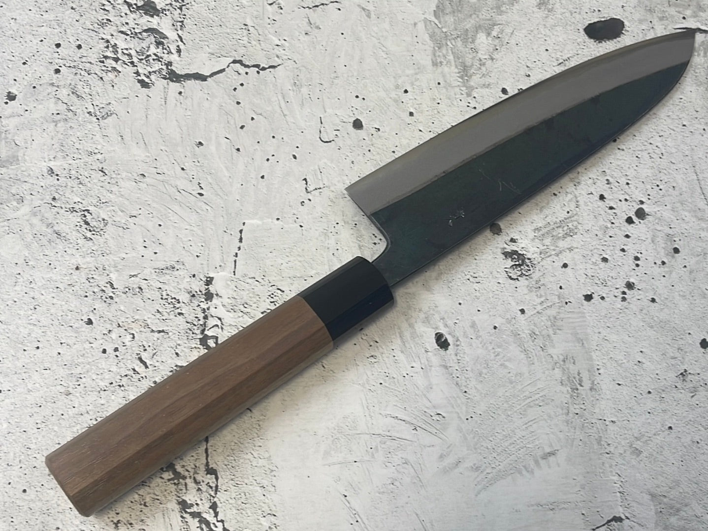 Yoshimune Santoku Kurouchi 180 mm (7.1 in) Aogami (Blue) #2 Double-Bevel