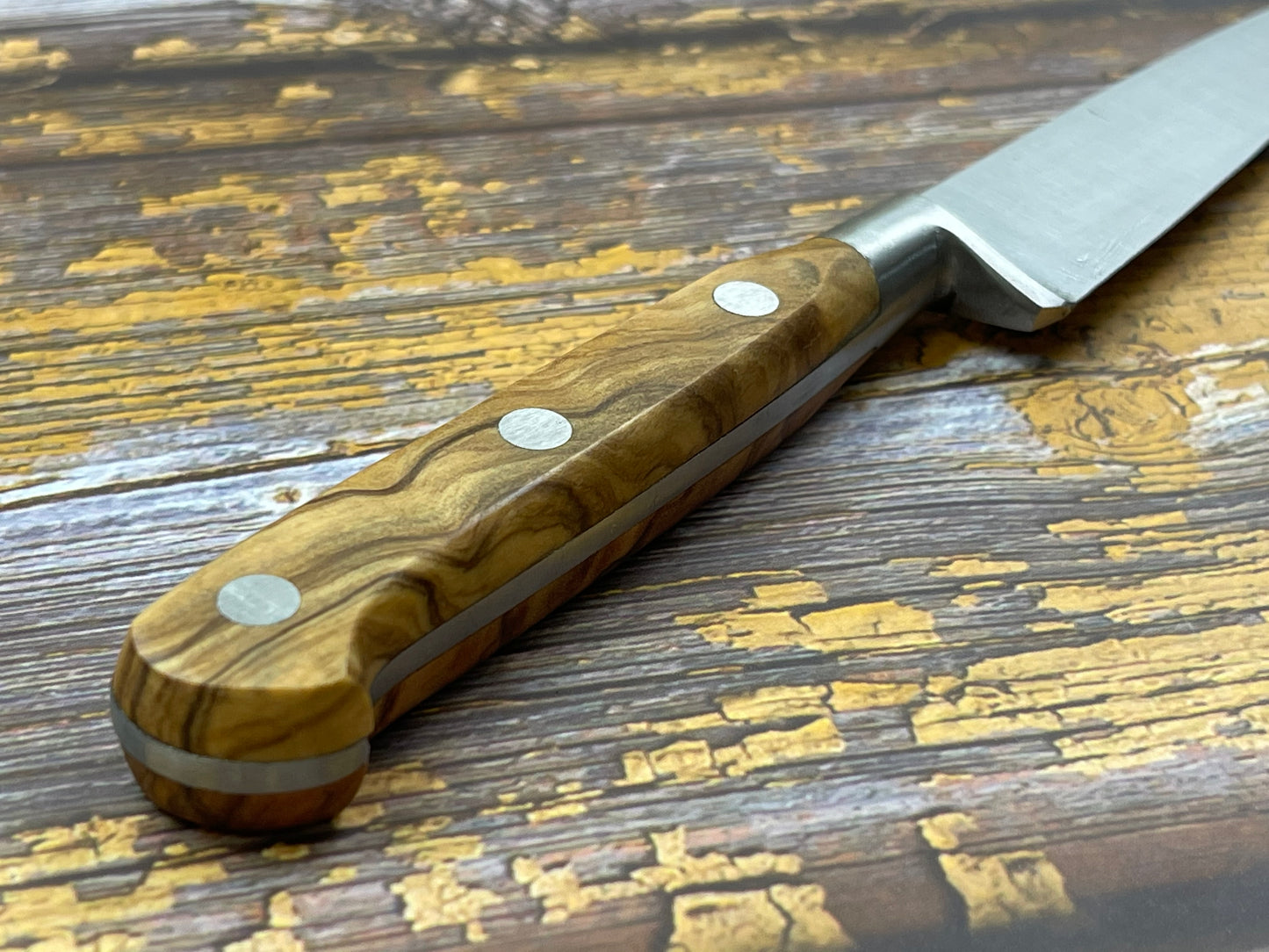 K Sabatier Paring Knife 100mm - HIGH CARBON STEEL - OLIVE WOOD HANDLE