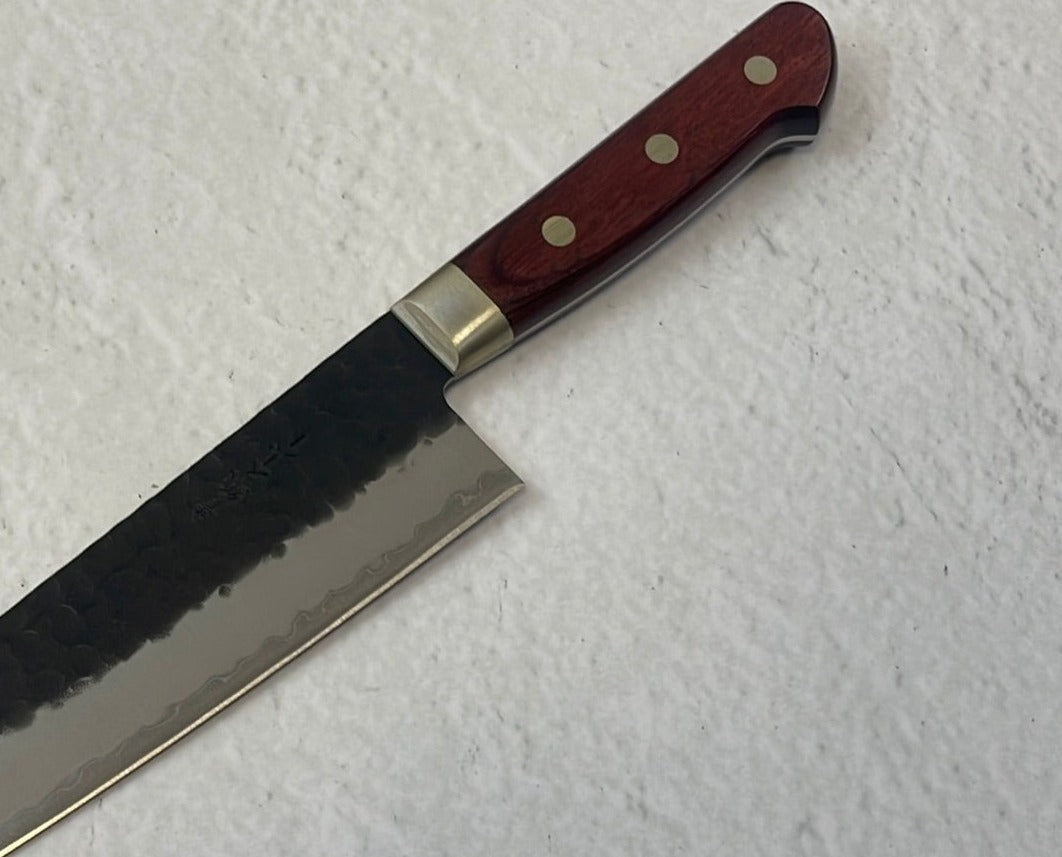 Tsunehisa Aogami Super Kuro Tsutime Santoku Knife 180mm - Made in Japan 🇯🇵 Red Pakka Wood Handle