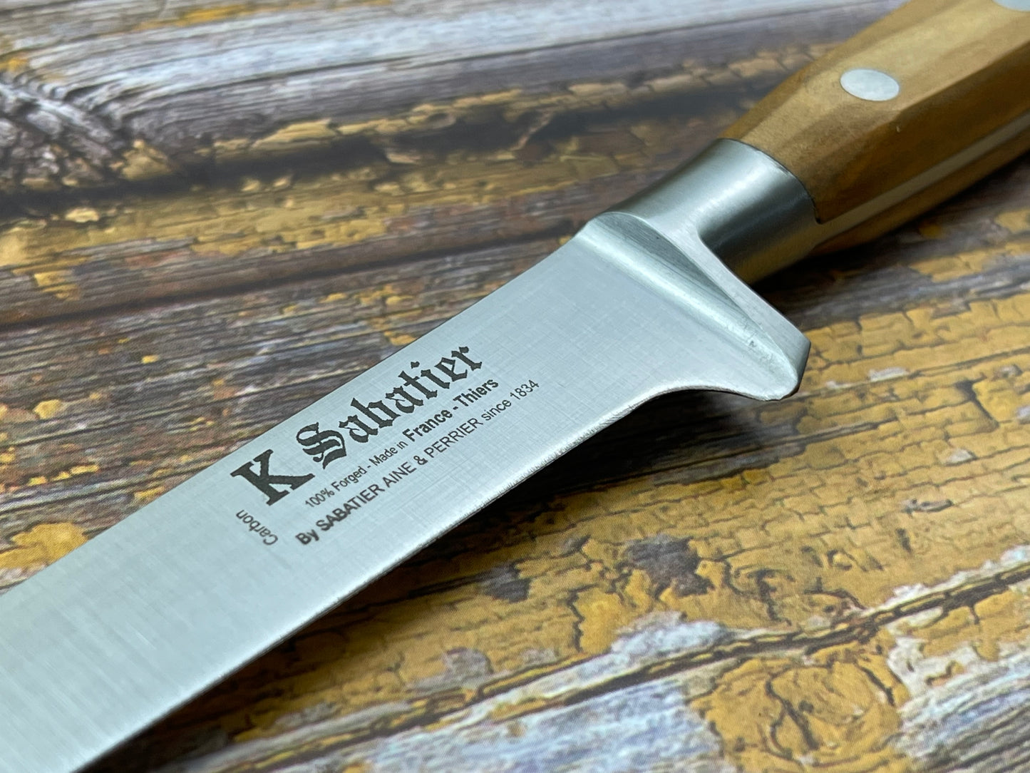 K Sabatier Boning Knife 130mm - CARBON STEEL - OLIVE WOOD HANDLE