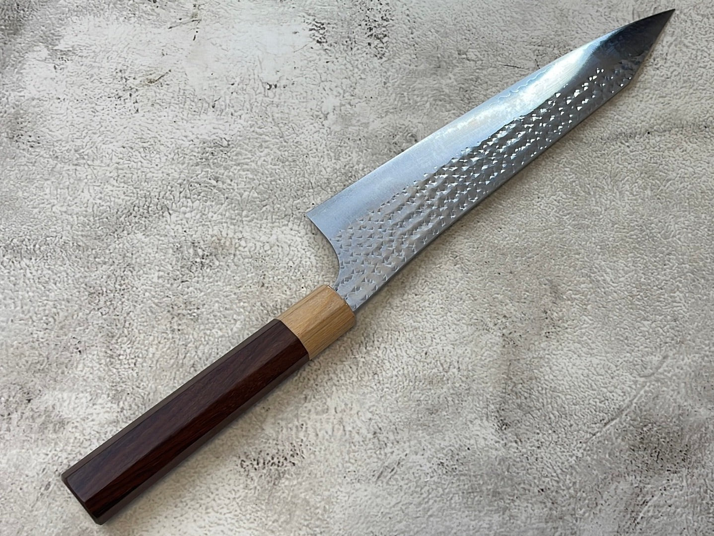Yu Kurosaki R2(SG2) Hammered SENKO-EI WA RS8H Japanese Gyuto 240mm with Brown-Ring Octagonal Handle