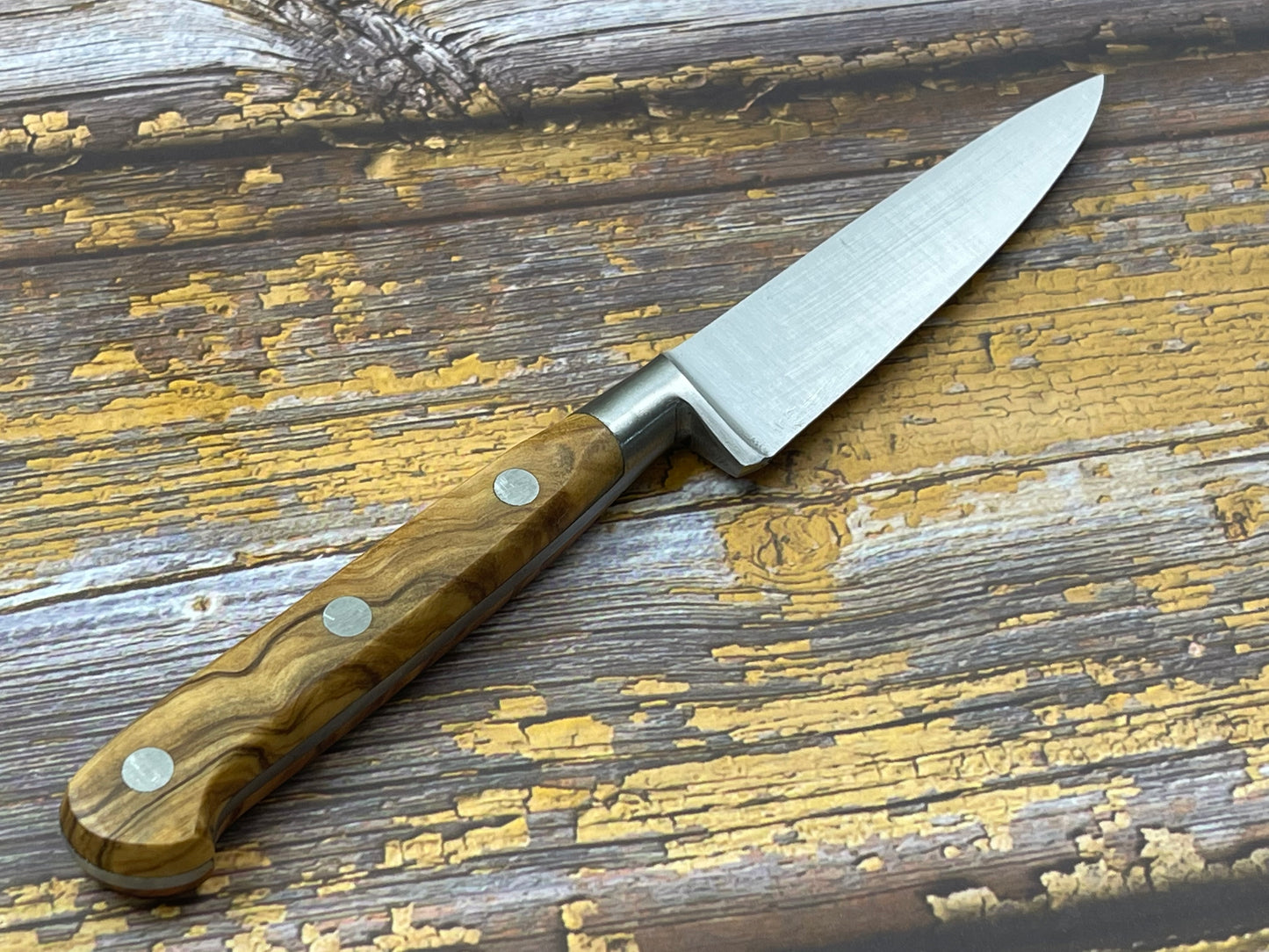 K Sabatier Paring Knife 100mm - HIGH CARBON STEEL - OLIVE WOOD HANDLE