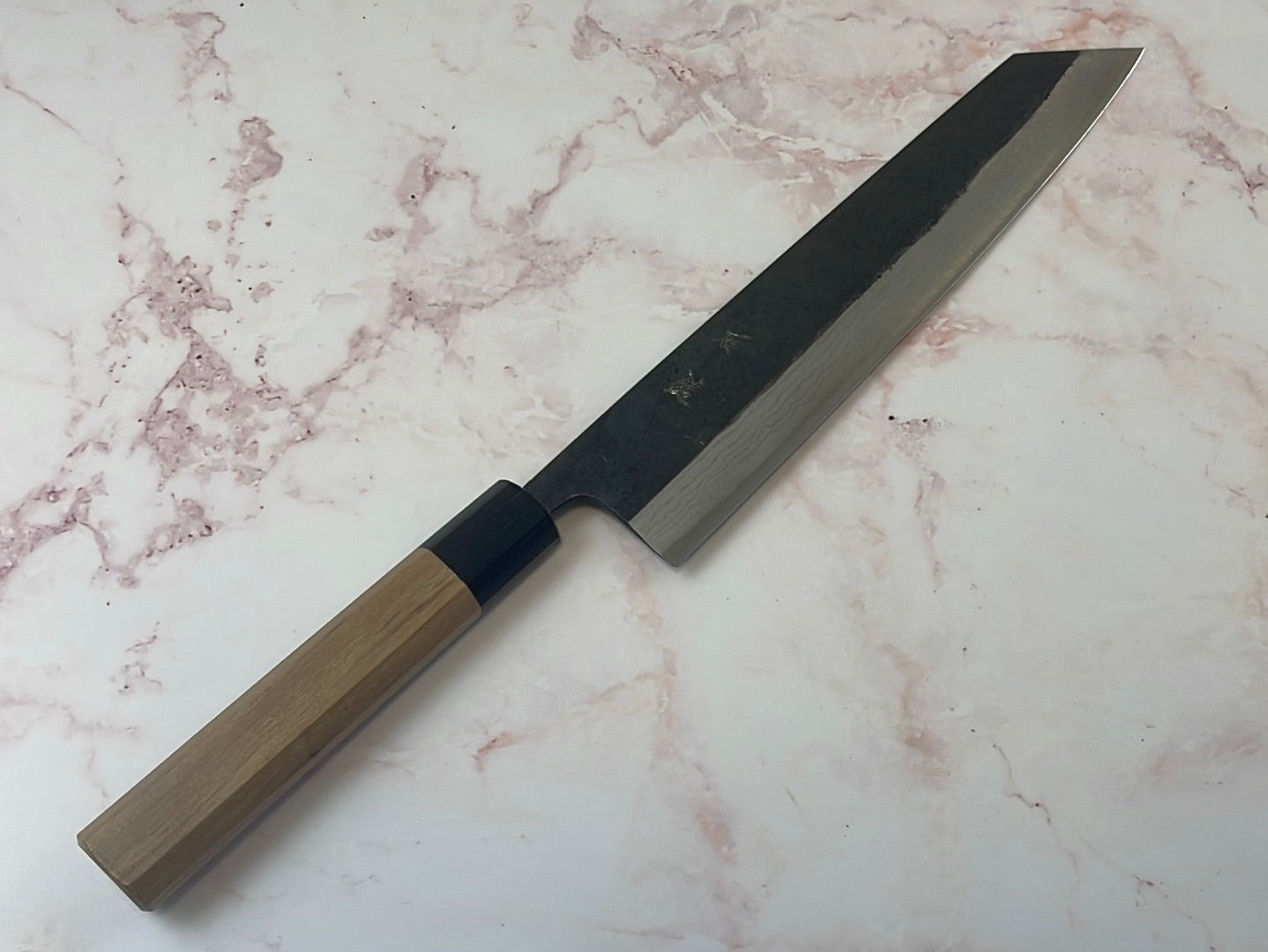 Yoshimune Kiritsuke Kurouchi 240 mm (9.4 in) Aogami (Blue) #2 Damascus (17 layers) Double-Bevel