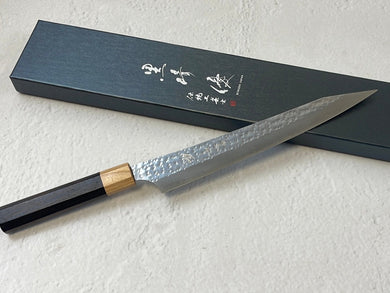 Yu Kurosaki R2(SG2) Hammered SENKO-EI WA RS8H Japanese Chef's Suji(Sashimi) 240mm with Brown-Ring Octagonal Handle
