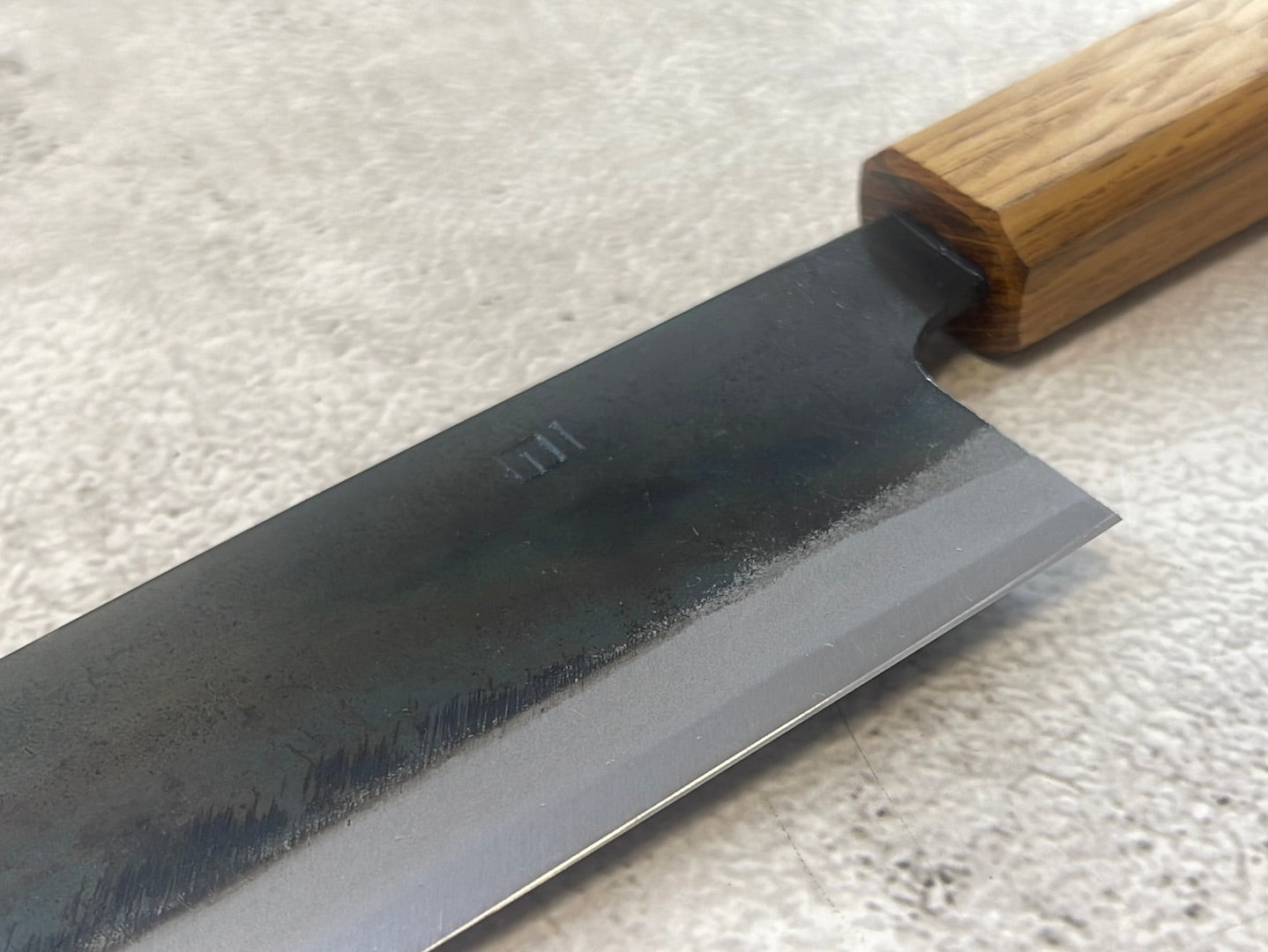 Tsukasa Shiro Kuro 165mm Santoku- Shirogami Steel - Oak Octagnon Handle