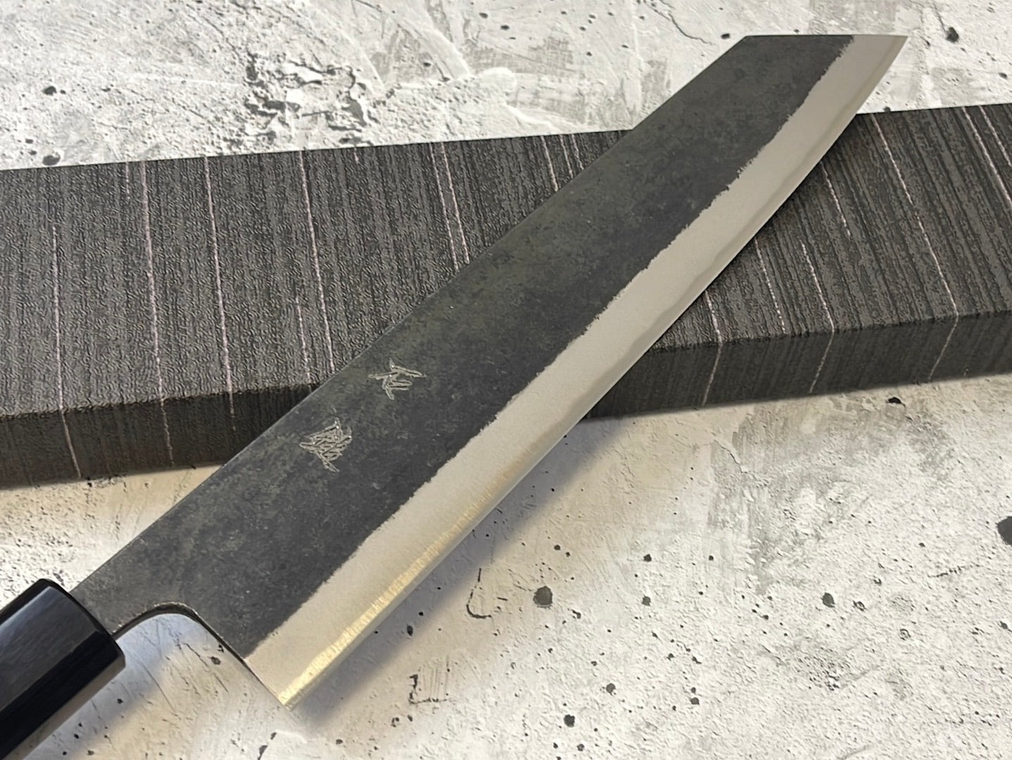 Yoshimune Kiritsuke Kurouchi 240 mm (9.4 in) Aogami (Blue) #2 Double-Bevel