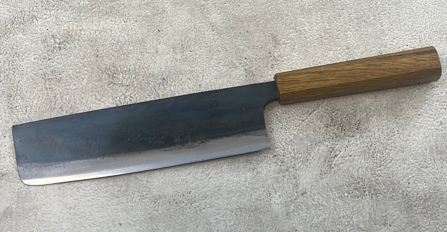 Tsukasa Shiro Kuro 180mm Nakiri - Shirogami Steel - Oak Octagnon Handle