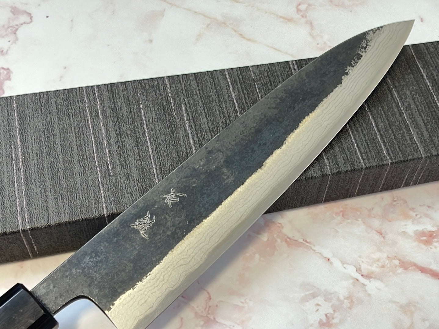 Yoshimune Gyuto Kurouchi 210 mm (8.3 in) Aogami (Blue) #2 Damascus (17 layers) Double-Bevel