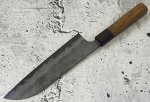Load image into Gallery viewer, SanMai Santoku 180mm Nashiji Etched, Jatiwood &amp; Rosewood Handle by Kitchen Knives ID