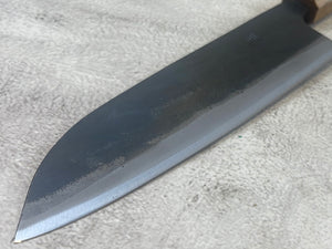 Tsukasa Shiro Kuro 180mm Santoku - Shirogami Steel - Oak Octagnon Handle