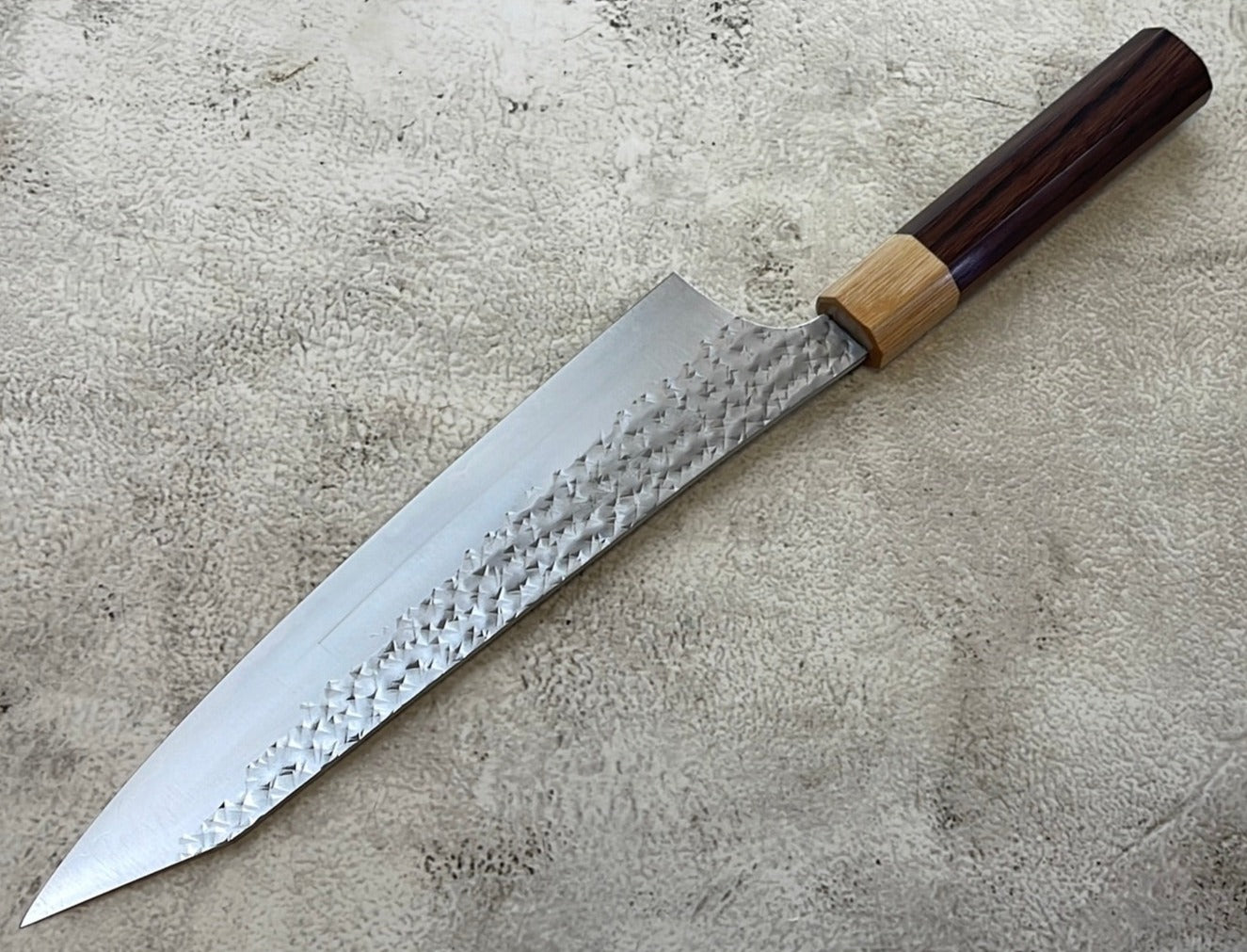 Yu Kurosaki R2(SG2) Hammered SENKO-EI WA RS8H Japanese Gyuto 210mm with Brown-Ring Octagonal Handle