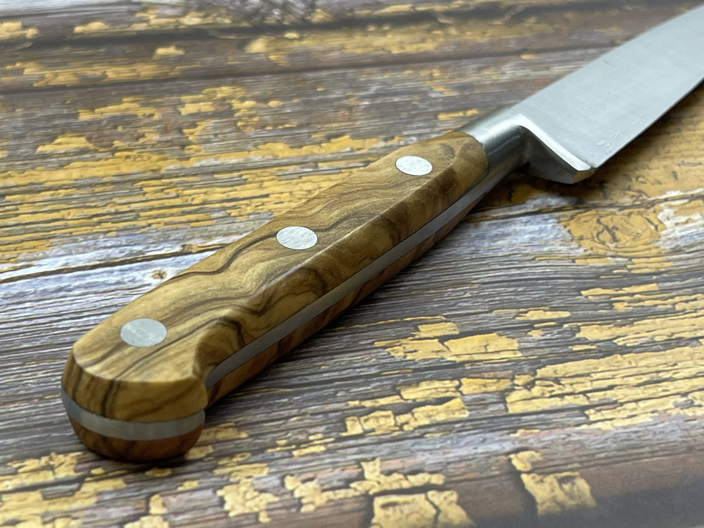K Sabatier Paring Knife 100mm - CARBON STEEL - OLIVE WOOD HANDLE