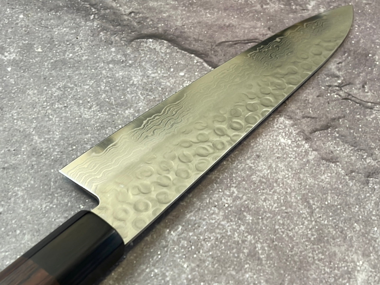 Yoshimune Gyuto Damascus Hammered Finish Knife 210 mm (9.4 in) Stainless clad Aus10