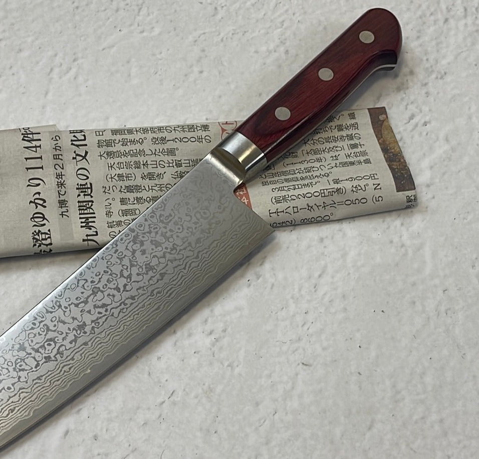 Tsunehisa VG10 33layers Damascus Steel Santoku 180mm Red Pakka Wood Handle - Made in Japan 🇯🇵
