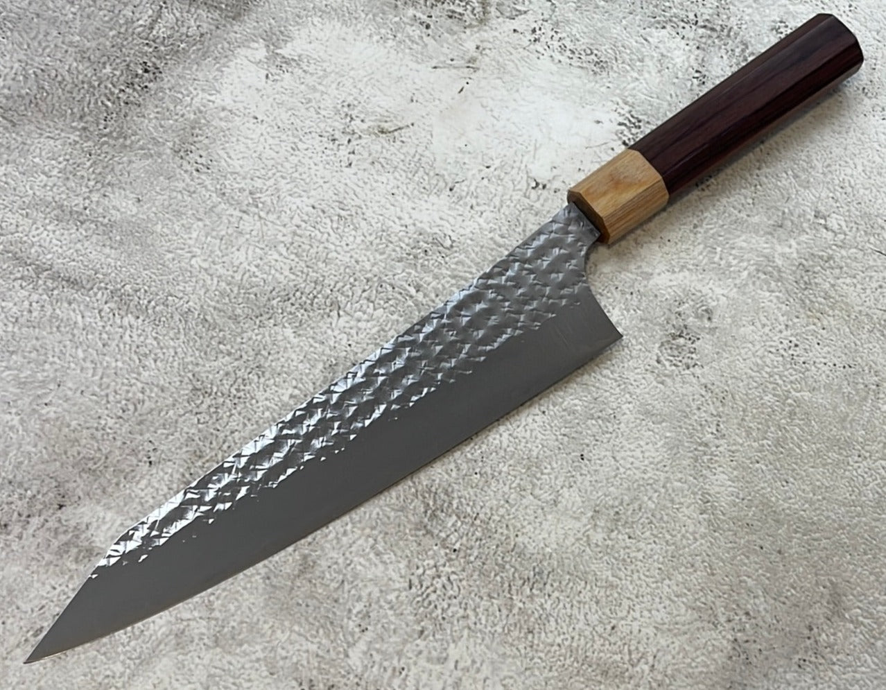 Yu Kurosaki R2(SG2) Hammered SENKO-EI WA RS8H Japanese Gyuto 210mm with Brown-Ring Octagonal Handle