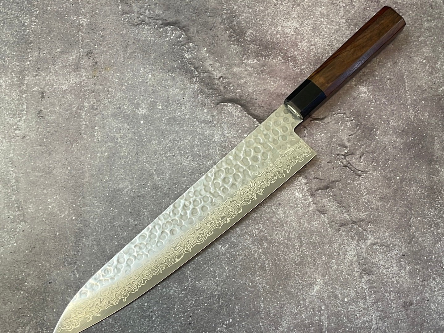 Yoshimune Gyuto Damascus Hammered Finish Knife 240 mm (9.4 in) Stainless clad Aus10