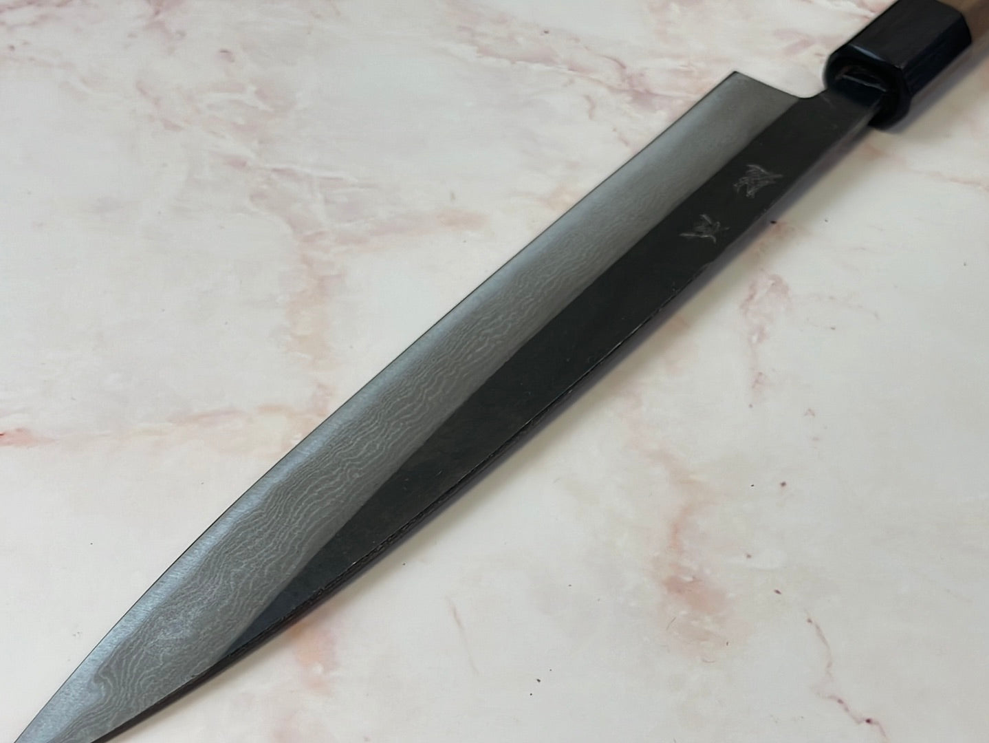 Yoshimune Sujihiki Kurouchi 210mm(8.3in) Aogami(Blue) No.2 Damascus (17 layers) Double-Bevel