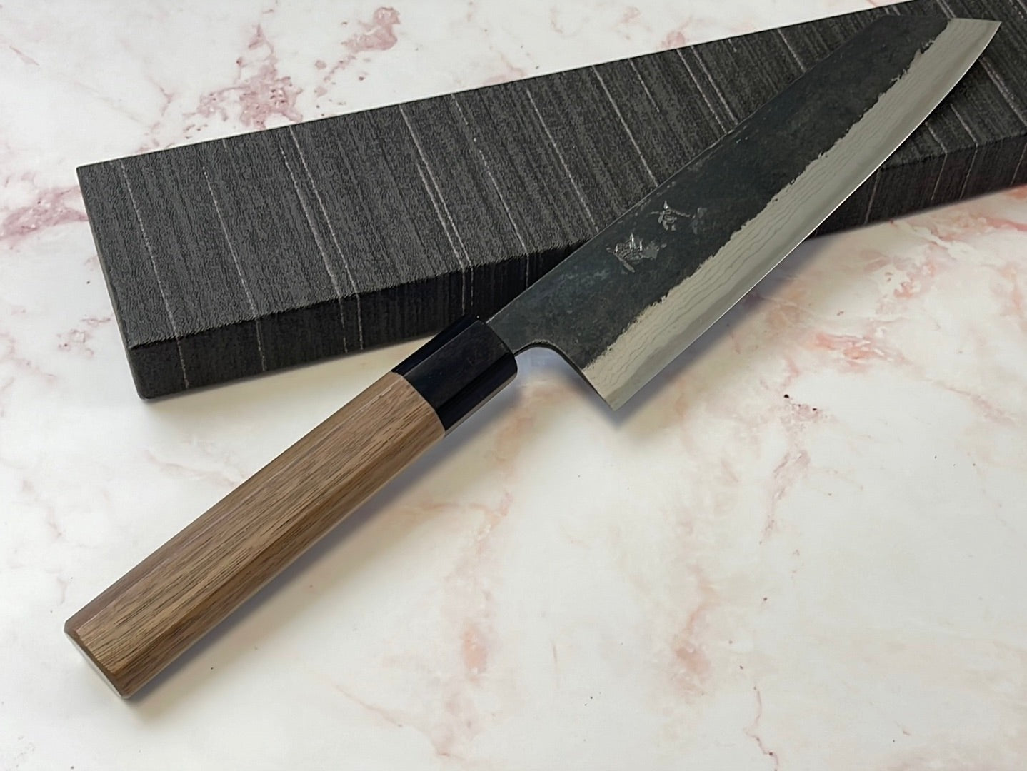 Yoshimune Kiritsuke Kurouchi 210 mm (8.2 in) Aogami (Blue) #2 Damascus (17 layers) Double-Bevel