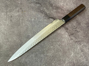 Yoshimune Sujihiki Damascus Hammered Finish Knife 240mm (9.4in) Stainless Clad AUS10