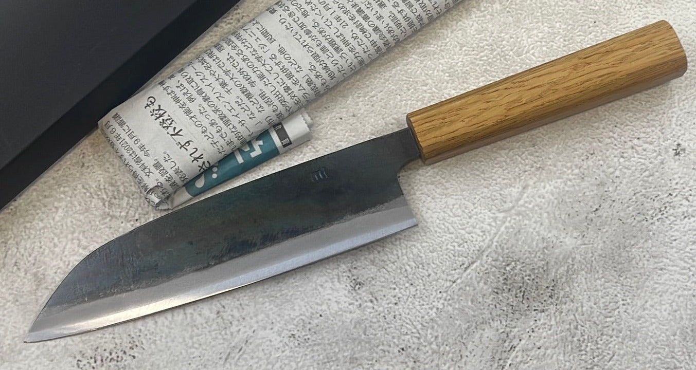 Tsukasa Shiro Kuro 165mm Santoku- Shirogami Steel - Oak Octagnon Handle