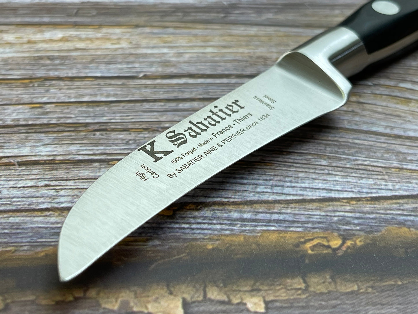 K Sabatier Authentique Curbed Paring Knife 8cm - High Carbon Steel