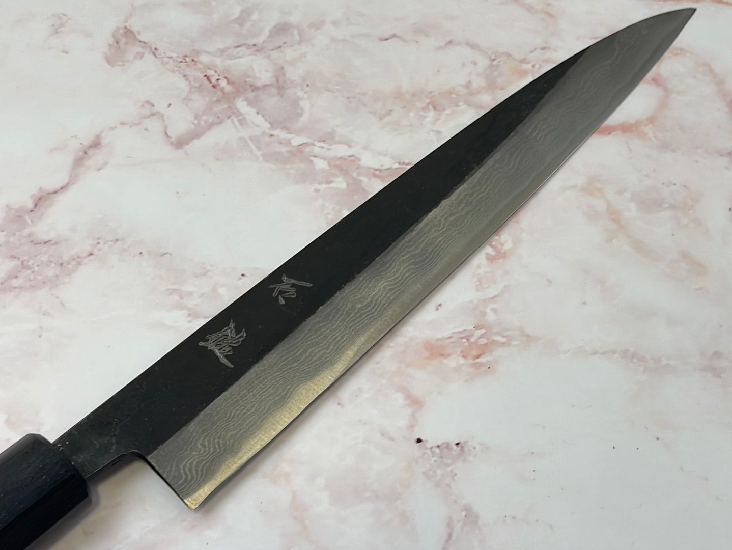 Yoshimune Sujihiki Kurouchi 240mm(9.4 in) Aogami (Blue) No.2 Damascus (17layers) Double-Bevel