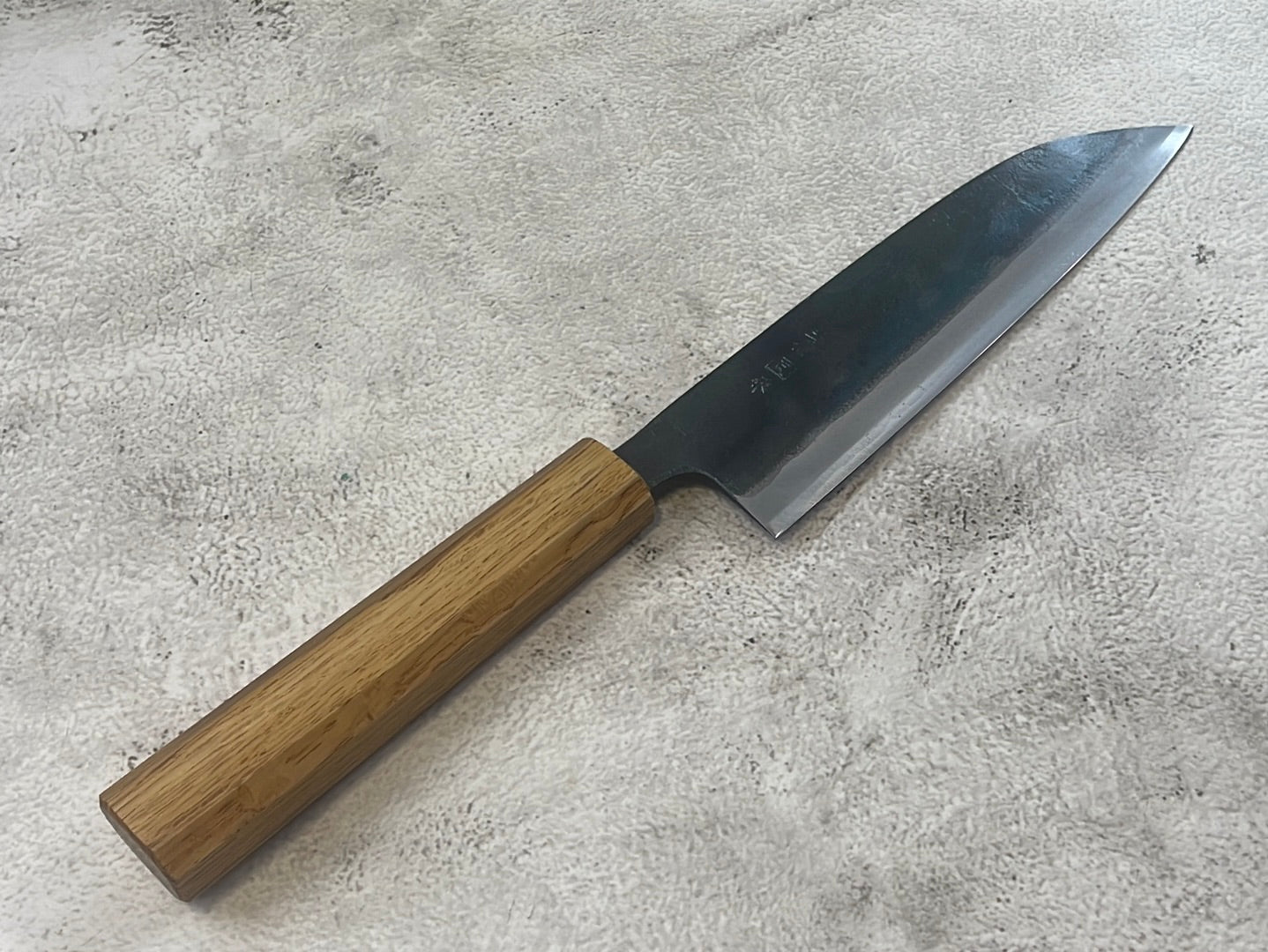 Tsukasa Shiro Kuro 165mm Santoku- Shirogami Steel - Oak Octagnon Handle