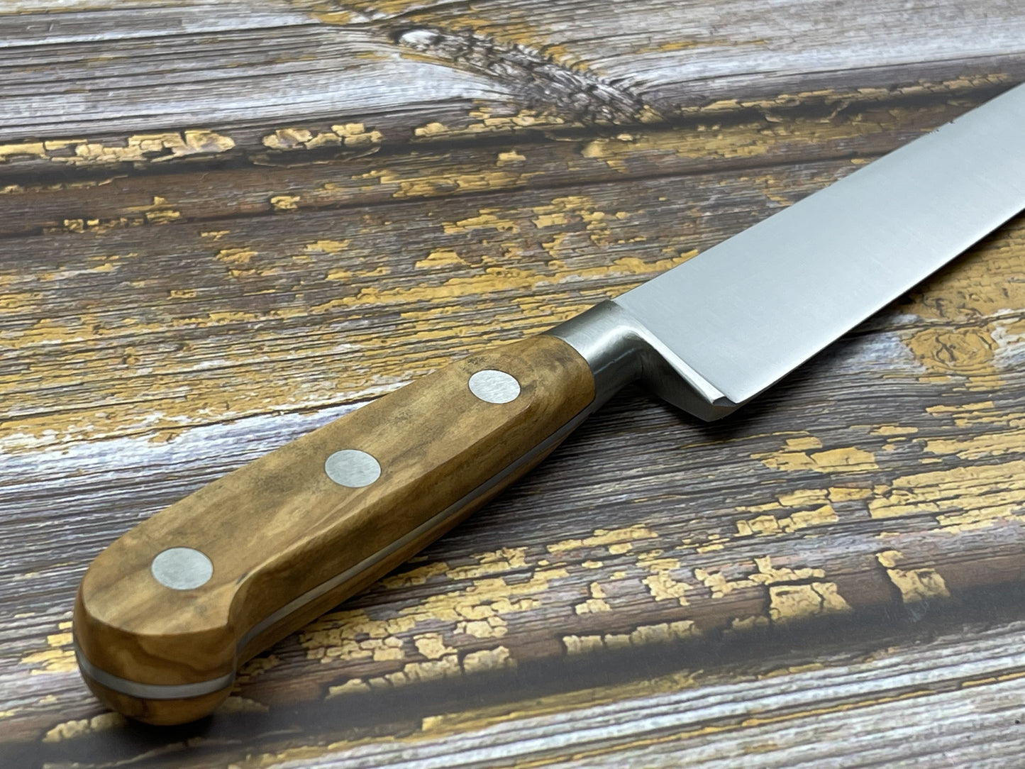 K Sabatier Slicing Knife 200mm - HIGH STEEL - OLIVE WOOD HANDLE