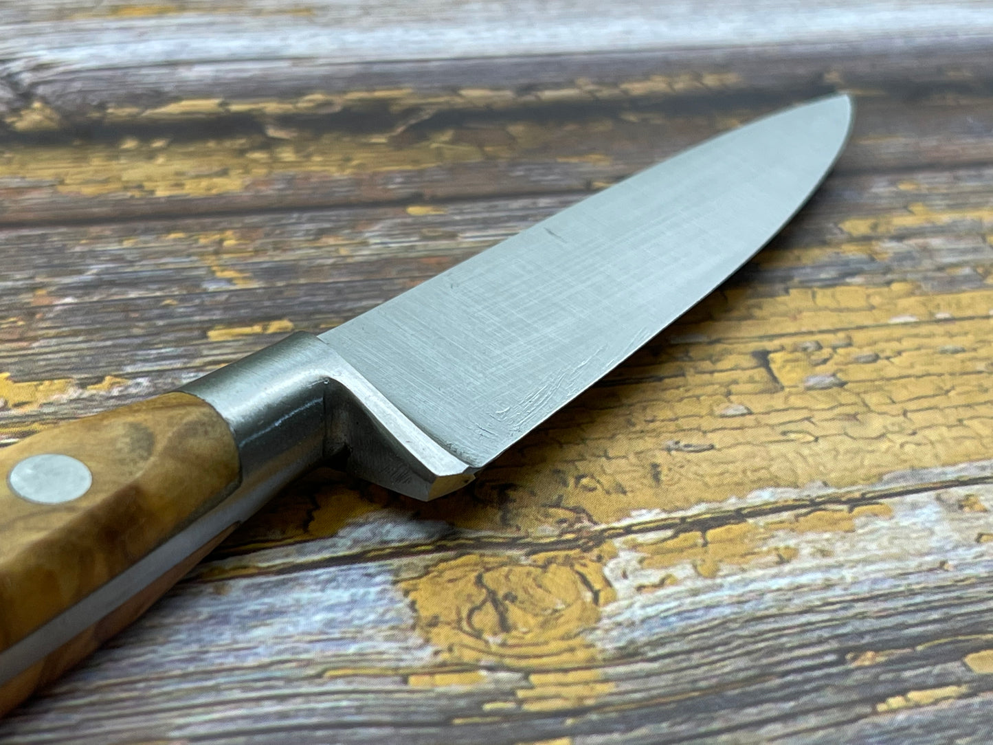K Sabatier Paring Knife 100mm - HIGH CARBON STEEL - OLIVE WOOD HANDLE