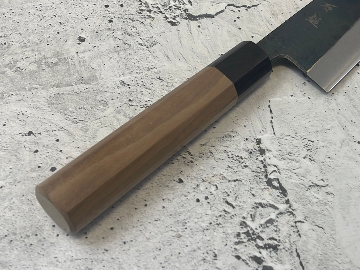 Yoshimune Santoku Kurouchi 180 mm (7.1 in) Aogami (Blue) #2 Double-Bevel