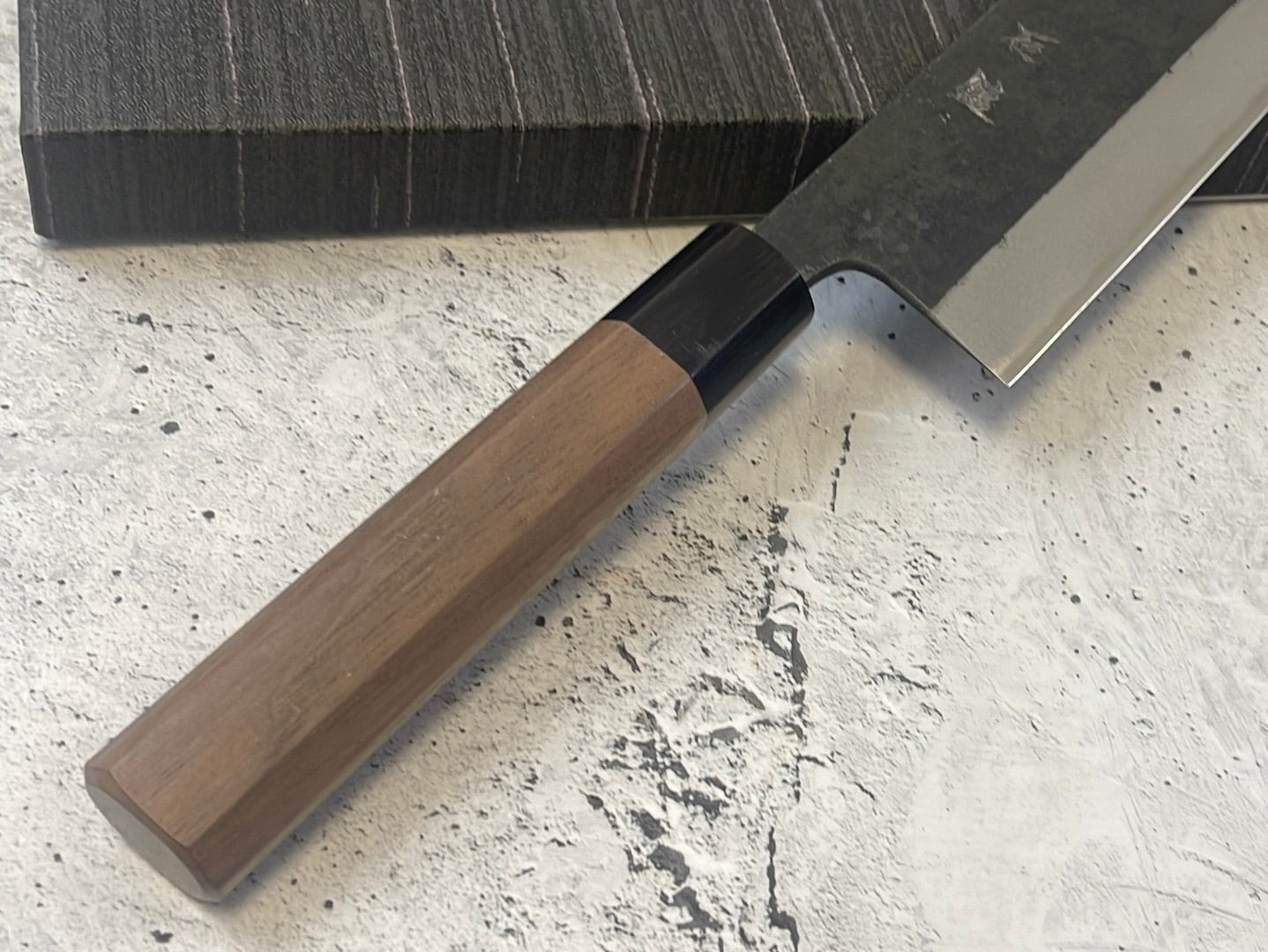 Yoshimune Nakiri Kurouchi 180 mm (7.1 in) Aogami (Blue) #2 Double-Bevel