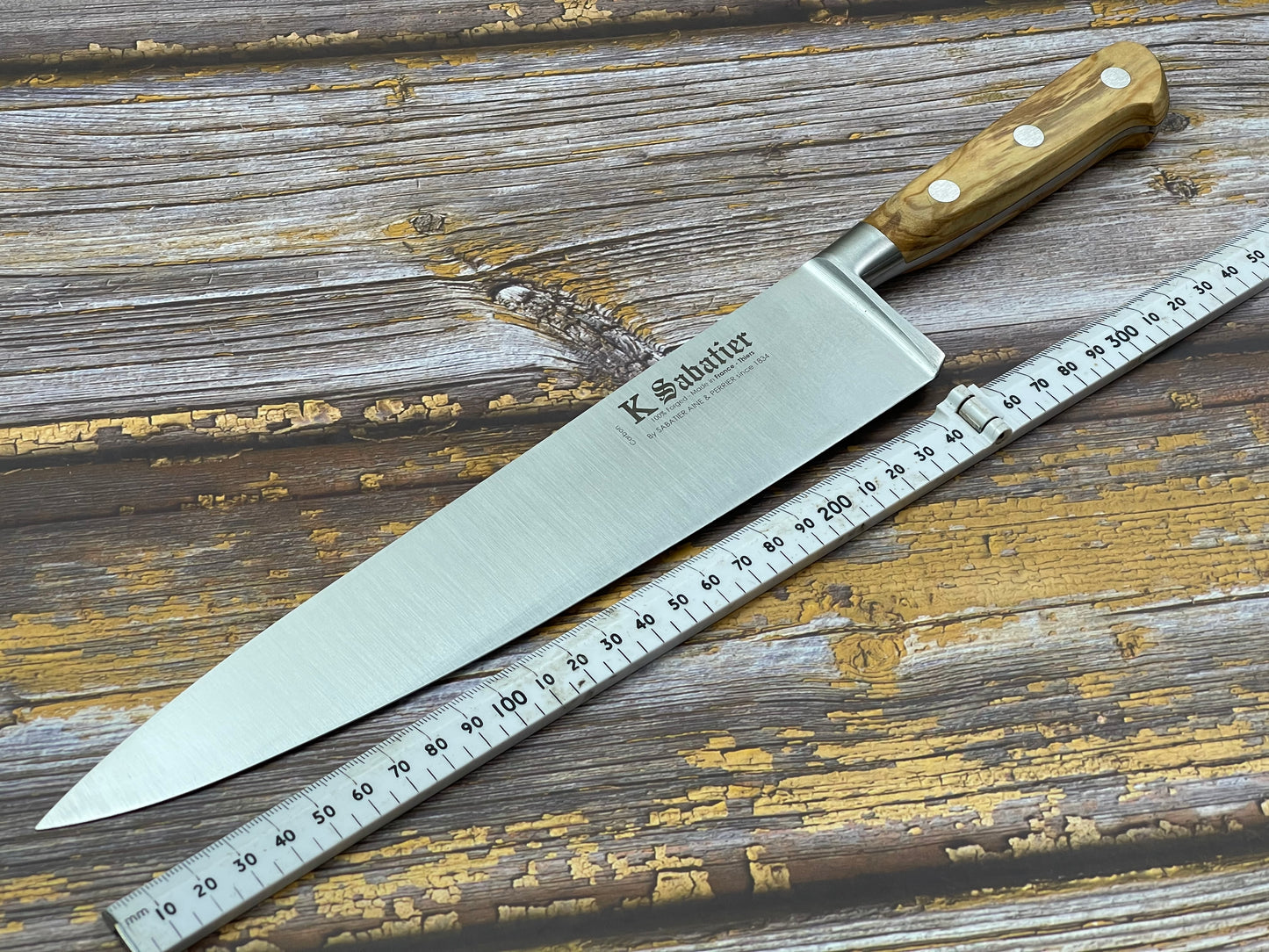 K Sabatier Chef Knife 250mm - CARBON STEEL - OLIVE WOOD HANDLE