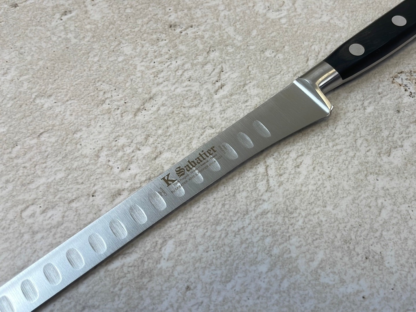 K Sabatier Authentique Salmon Slicing (Air Pockets) Knife 300mm - HIGH CARBON STEEL Made In France