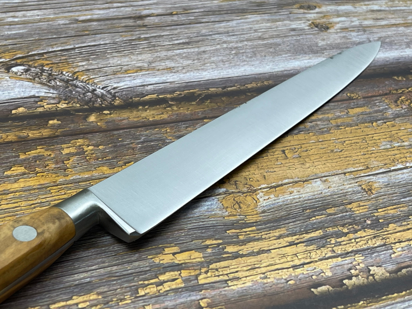 K Sabatier Slicing Knife 250mm - CARBON STEEL - OLIVE WOOD HANDLE